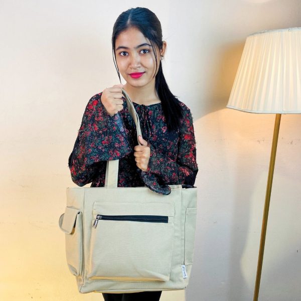 Light Khaki Color Large Shoulder Bag - Image 2